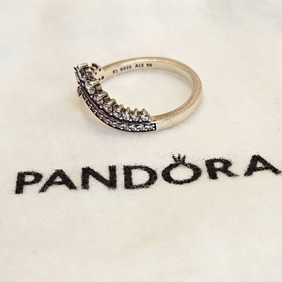 Pandora Sterling Silver Timeless Princess Wishbone CZ Ring S925 ALE Size 7.5 - Picture 4 of 9